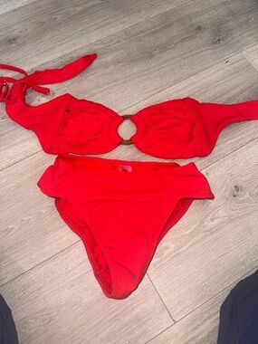 Red Ring-Accent Bikini Set